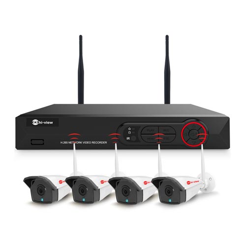Hiview ชุดกล้องวงจรปิดไร้สาย WIFI IP CAM 4 CH