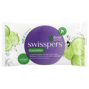 Swisspers แผ่นเช็ดเครื่องสำอาง สูตรแตงกวา