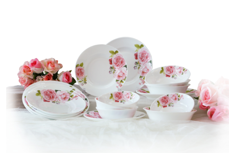 Swan ชุดชามโอปอล ลาย Floral Pink ชุด 16 ชิ้น
