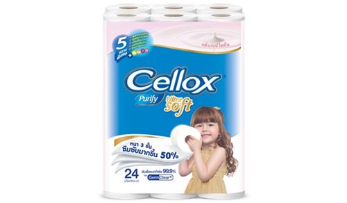 CELLOX Purify UltraSoft Tissue กระดาษทิชชู่ อัลตร้าซอฟท์ หนา 3 ชั้น แพ็คละ 24 ม้วน