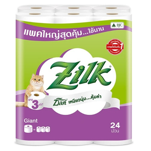 Zilk Giant Toilet Tissue กระดาษทิชชูม้วน หนา 2 ชั้น 24 ม้วน