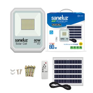 Saneluz โคมไฟสปอร์ตไลท์ โซล่าเซลล์ รุ่น WHITE-80W