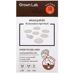 แผ่นแปะสิวเสี้ยน Brown lab Dr. Dreamderm spot acne patch