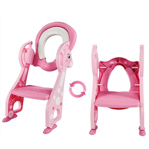 บันไดขึ้นขึ้นชักโครกลายยีราฟ พร้อม ฝารองนั่งชักโครกสำหรับเด็ก Baby Step Toilet Seat Giraffe
