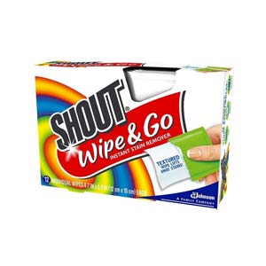 Shout Wipe & Go แผ่นทำความสะอาดกำจัดรอยเปื้อน