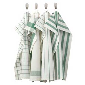 ผ้าเช็ดจาน IKEA ELLY เอลลี่ สีขาว-เขียว 1 ชุด