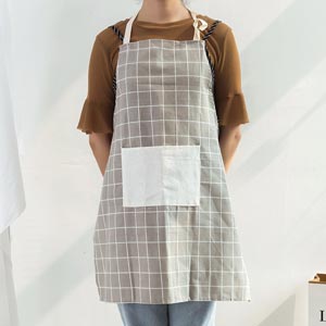 ผ้ากันเปื้อนผู้ใหญ่ พร้อมช่องใส่ของด้านหน้า สีเทาลายตาราง