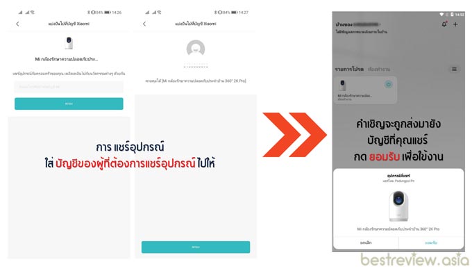 การแชร์อุปกรณ์ บนแอพพลิเคชั่น Mi Home