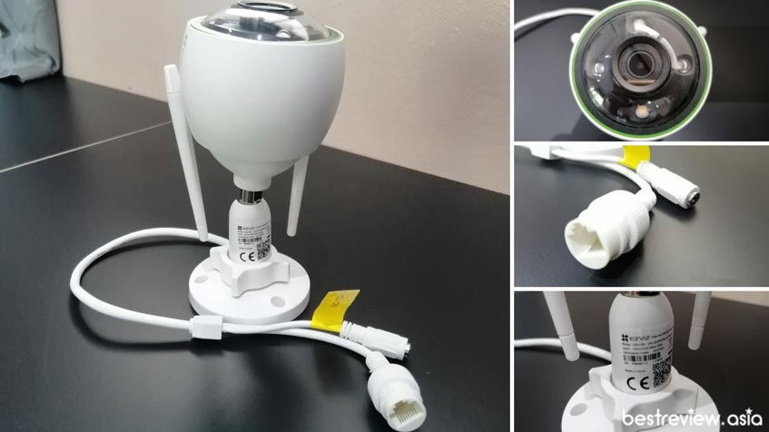 ตำแหน่งของส่วนต่าง ๆ บนตัวกล้อง Ezviz C3N