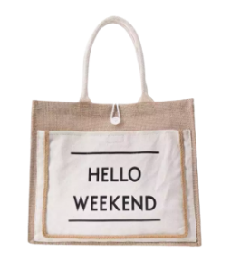 กระเป๋าผ้ากระสอบ ลาย HELLO WEEKEND