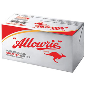 เนยแท้ชนิดจืด Allowrie Pure Creamery Unsalted Butter