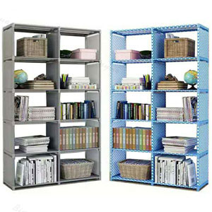 ชั้นวางหนังสือ โครงเหล็ก DIY 10 ช่อง