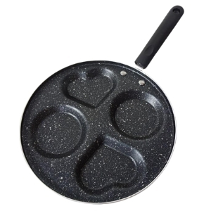 กระทะหลุมเคลือบสาร Non-stick ขนาด 4 หลุม  ทอดไข่ดาวทรงกลมและทรงหัวใจ