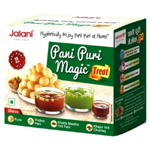 Jalani Pani Puri Magic Treat แผ่นแป้งสำหรับทอดและซอสผง 3 รสชาติ (สีเขียว)