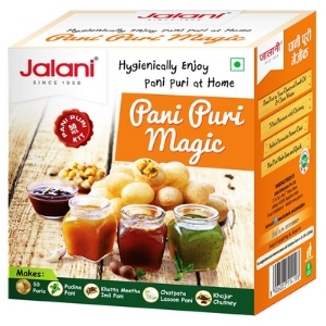 Jalani Pani Puri Magic Treat แผ่นแป้งสำหรับทอดและซอสผง 4 รสชาติ (สีส้ม)