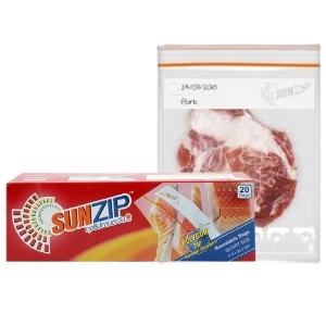 ถุงซิปล็อค SUNZIP (Quart Size) ถุงถนอมอาหาร แบบซิปเดี่ยว