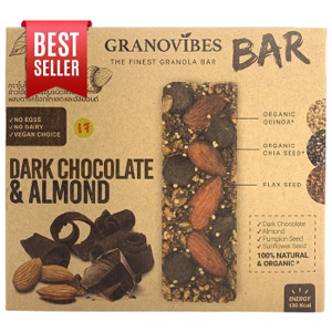 Granovibes Bar กราโนล่าชนิดแท่งผสมดาร์กช็อกโลแลตและอัลมอนด์