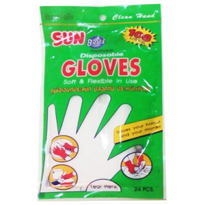 ถุงมือพลาสติก ถุงมืออเนกประสงค์ ถุงมือทำอาหาร Sun Brite Gloves pack