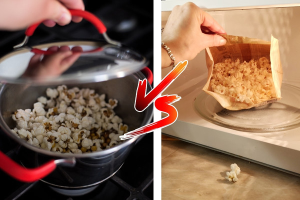 การทำป๊อปคอร์น ใช้เตาแก๊ส VS ใช้ไมโครเวฟ