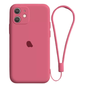 เคสสำหรับ iPhone ปลอกซิลิโคนไมโครไฟเบอร์ พร้อมสายคล้อง
