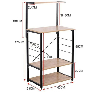 HomeHuk ชั้นวางไมโครเวฟ 4 ชั้น โครงเหล็ก ท็อปไม้