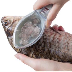 Fish Scaler ที่ขอดเกล็ดปลารูปปลา พร้อมที่เก็บเกล็ดปลา