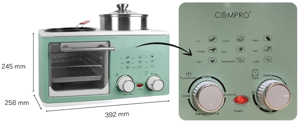 Compro เตาไฟฟ้าอเนกประสงค์ 4in1 (อบ ต้ม นึ่ง ทอด) รุ่น CP-V57