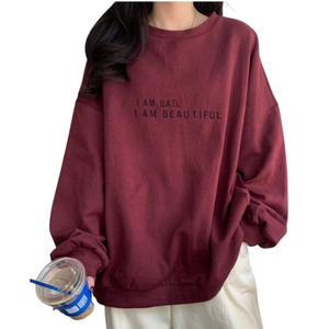 เสื้อสเวตเตอร์แขนยาว สกรีนลาย I AM BAD