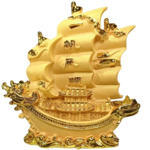 เรือสำเภา หัวมังกร เรือมังกร สูง 6 นิ้ว เรซิ่น