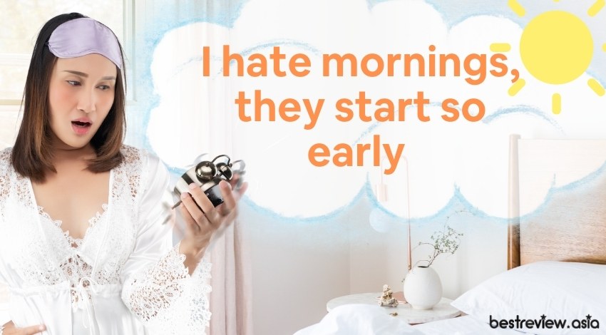 I hate mornings, they start so earlyฉันเกลียดตอนเช้าเพราะมันเริ่มต้นเร็วเกินไป