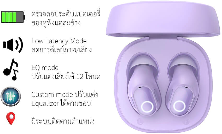 ฟังก์ชันการทำงานของหูฟัง Baseus Bowie WM02