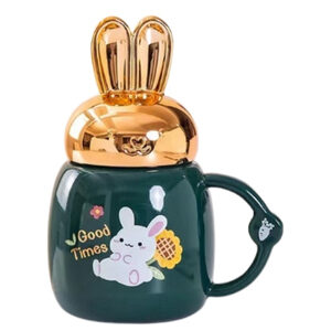 แก้วกาแฟแต่งหูกระต่าย เข้าไมโครเวฟได้ พร้อมฝาปิด
