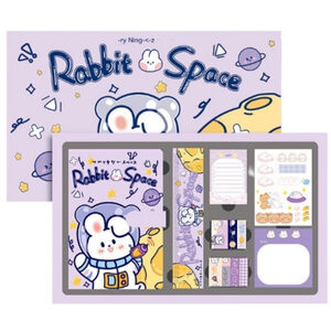ชุดของขวัญสมุดโน้ต และเครื่องเขียน ลายกระต่ายอวกาศ