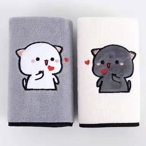 ผ้าขนหนูอาบน้ํา แบบนิ่ม ลายการ์ตูนแมว