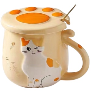 แก้วกาแฟแมว ฝาเท้าแมวสุดน่ารัก