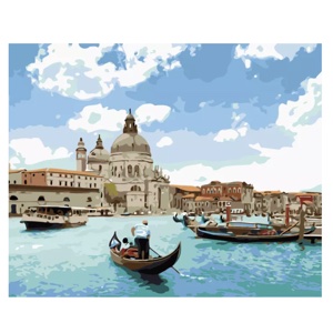 ภาพวาดระบายสีน้ําตามตัวเลข รูปวิวทะเล แม่น้ำ ขนาด 40x50 ซม.