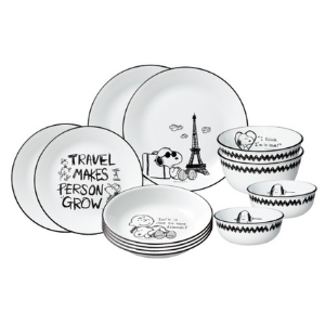 Corelle เซตจานชาม ลาย Peanuts Snoopy จำนวน 12 ชิ้น