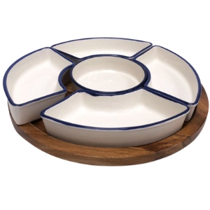 INDRA CERAMIC ชุดออเดิร์ฟเซรามิก ถาดหลุม 5 ช่อง เข้าไมโครเวฟได้