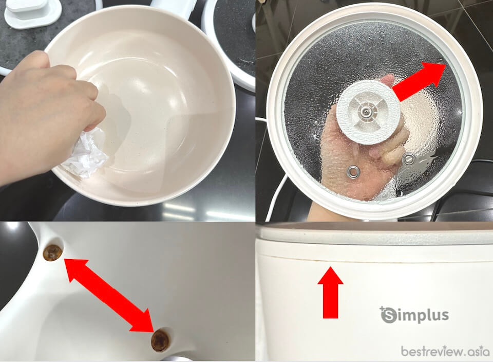 หลังจากการทดลองทำความสะอาดหม้อ Simplus ค่อนข้างดูแลรักษายากสักหน่อย