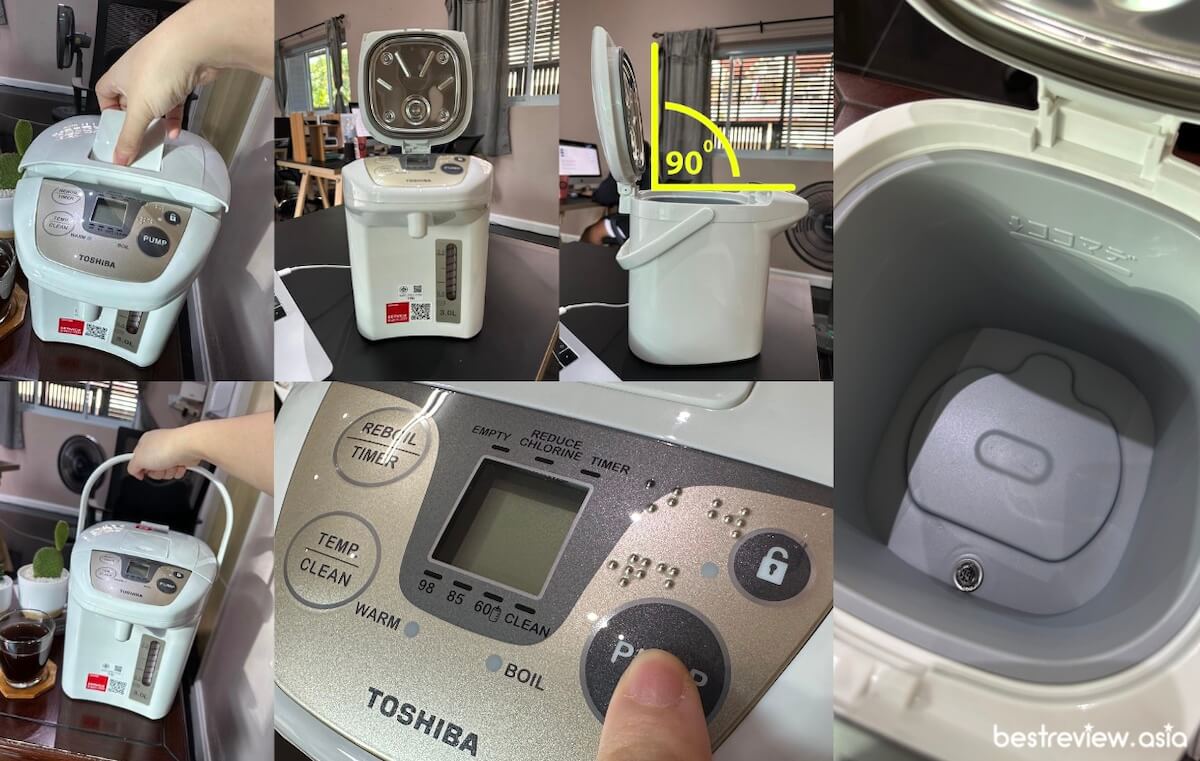 ทดสอบการเปิดปิดฝาของกระติกน้ำร้อนไฟฟ้า TOSHIBA รุ่น PLK-30FL