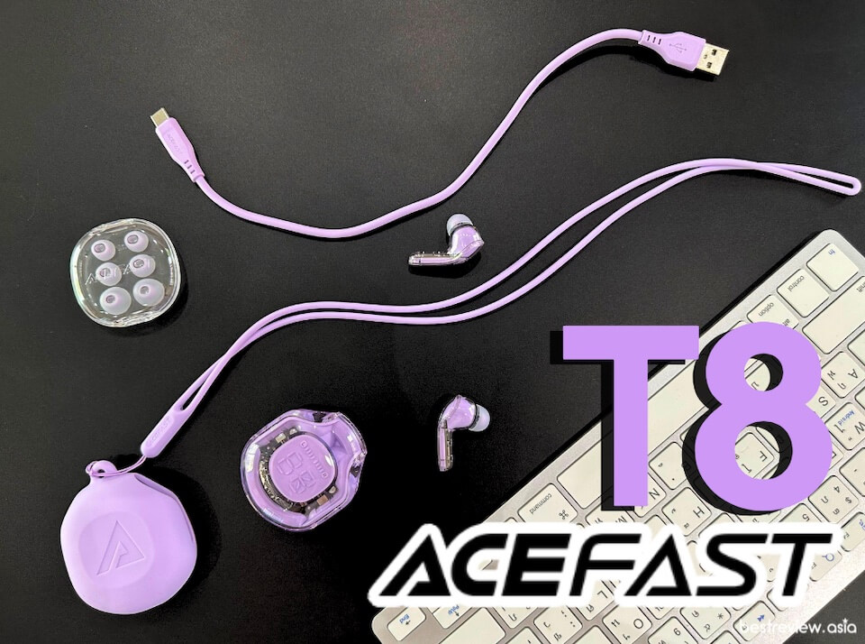 รีวิว ดีไซน์หูฟังไร้สาย ACEFAST T8 สีสวยหวานละมุนมาก อุปกรณ์เสริมต่าง ๆ เป็นโทนสีเดียวกันหมด