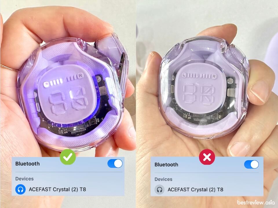 รีวิว หลังใช้งาน หูฟังไร้สาย ACEFAST T8 การเปิดปิดและเชื่อมต่อกับ Bluetooth ทำงานได้รวดเร็ว