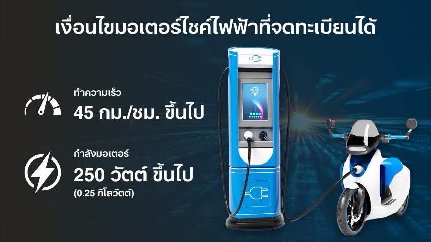 เงื่อนไขรถมอเตอร์ไซค์ไฟฟ้าที่สามารถจดทะเบียนได้