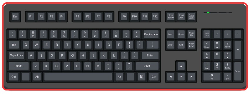 100% Full-Sized Keyboard (คีย์บอร์ดมาตรฐาน มีครบทุกปุ่ม)
